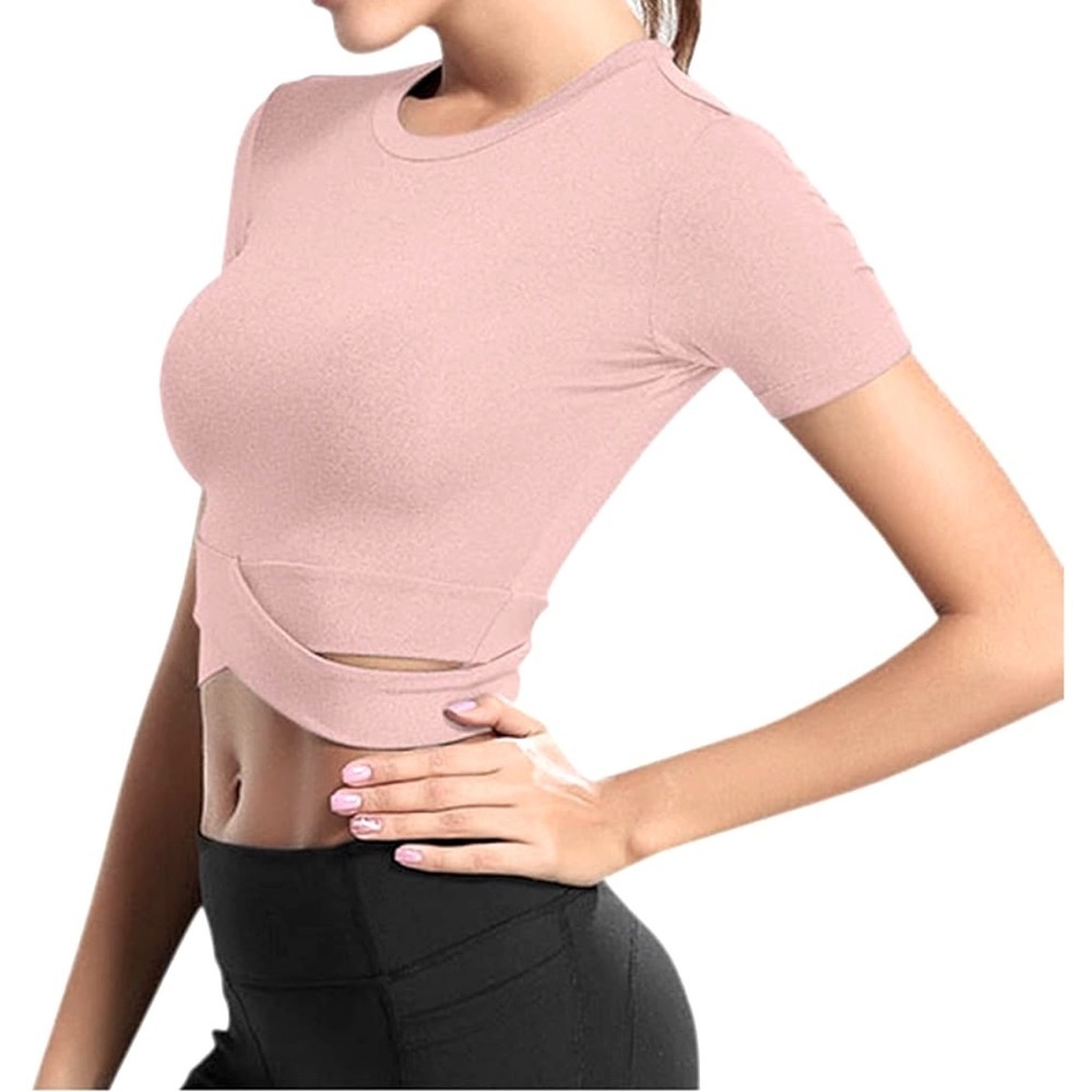 Elegant Pink Workout Cutout Crop Top